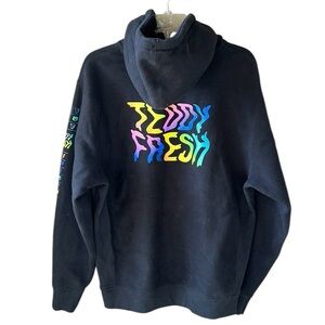 Teddy Fresh Sz L Black Hoodie Brand in Rainbow Print